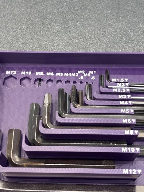 Khay đựng lục giác (Allen Key) hệ Gridfinity kèm thước đo - Image 2