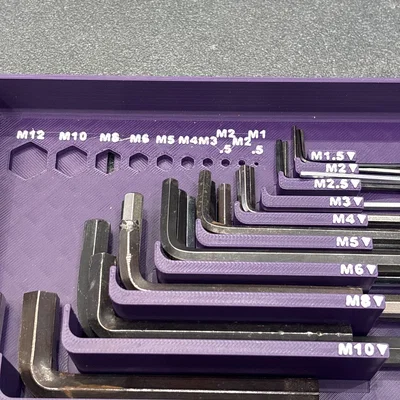 Khay đựng lục giác (Allen Key) hệ Gridfinity kèm thước đo