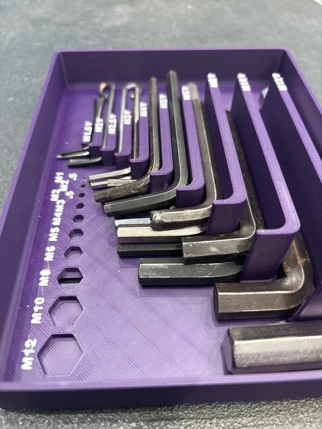 Khay đựng lục giác (Allen Key) hệ Gridfinity kèm thước đo - Image 3
