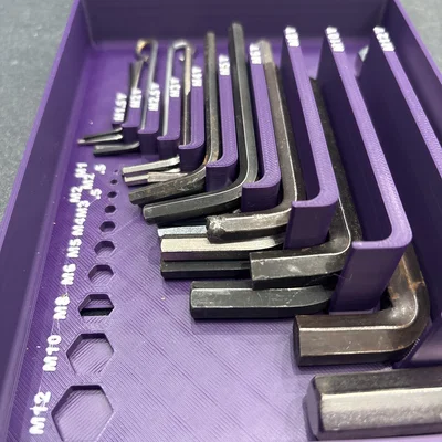 Khay đựng lục giác (Allen Key) hệ Gridfinity kèm thước đo