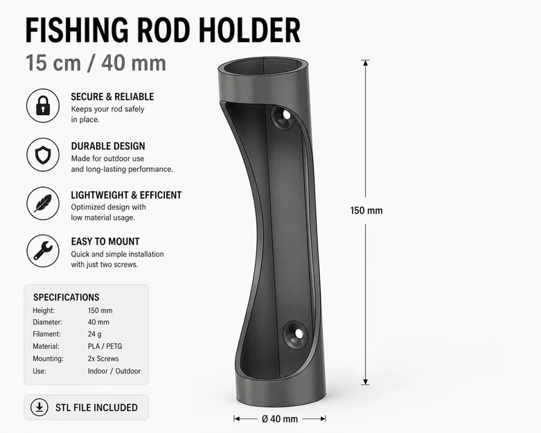 Giá đỡ cần câu tối giản gắn tường - Image 1