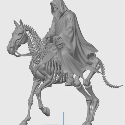 Mô hình 3D Grim Reaper cưỡi ngựa xương độc đáo cho dân sưu tầm