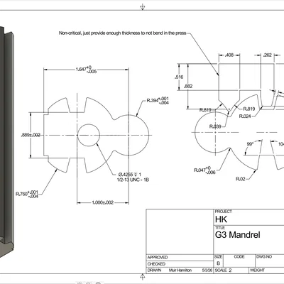 Bản vẽ kỹ thuật trục nắn receiver G3