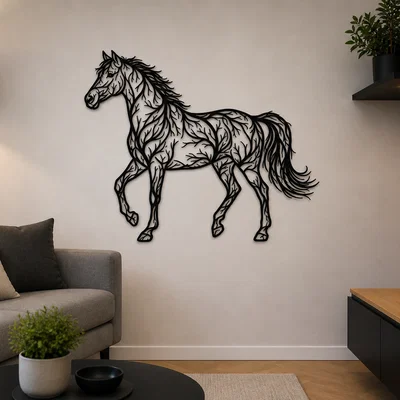 Tranh treo tường nghệ thuật 2D hình chú ngựa (Horse 2D Wall Art)