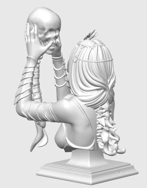 Mô hình 3D Nữ chiến binh và sọ người nghệ thuật (Skull Girl) - Image 2