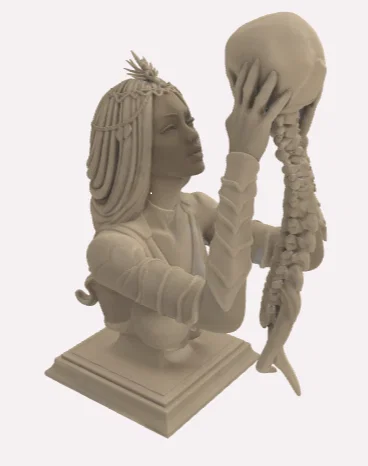 Mô hình 3D Nữ chiến binh và sọ người nghệ thuật (Skull Girl) - Image 3