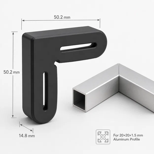 Đầu nối chữ L 90° ẩn cho thanh nhôm định hình 20×20 - Image 1