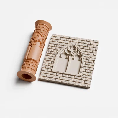 Con lăn họa tiết cửa sổ Gothic cho gốm và đất sét (3D Print)