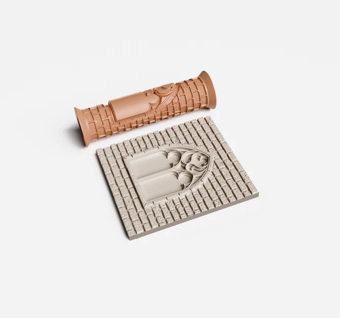 Con lăn họa tiết cửa sổ Gothic cho gốm và đất sét (3D Print) - Image 3