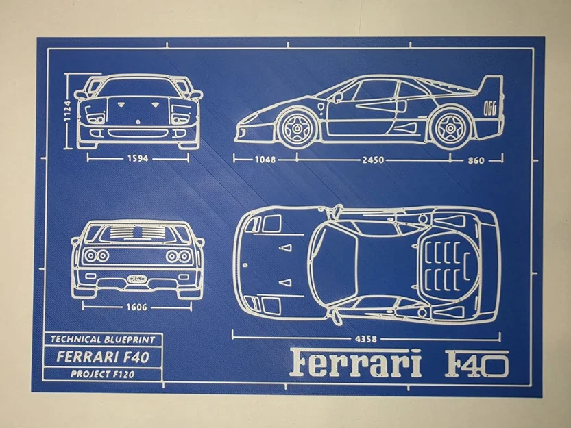 Bản vẽ kỹ thuật Ferrari F40 (Ferrari F40 Blueprint) - Image 2