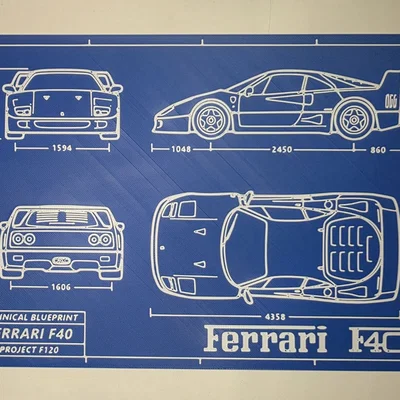 Bản vẽ kỹ thuật Ferrari F40 (Ferrari F40 Blueprint)