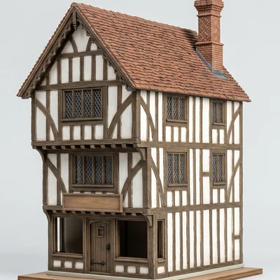 Mô hình nhà cổ kiểu Tudor (Tudor town house) - In 3D cực chi tiết