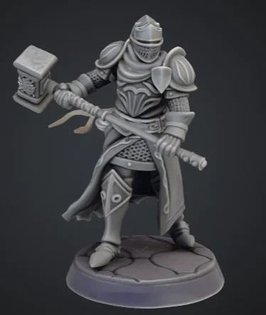 Mô hình hiệp sĩ dũng mãnh cầm búa tạ (D&D Knight) cho in 3D - Image 1