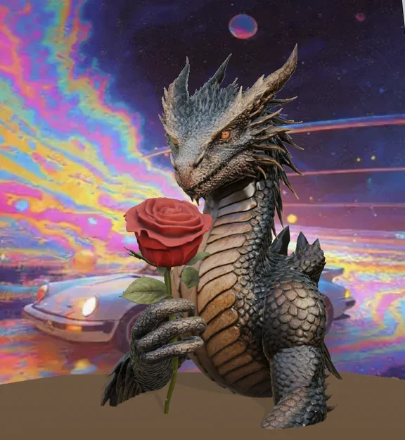Mô hình rồng tặng hoa hồng in 3D – Món quà ý nghĩa tặng mẹ và người yêu - Image 1