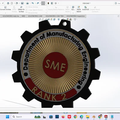 Mô hình huy hiệu bánh răng kỹ thuật SME (Rank 2) cho in 3D