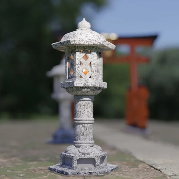 Mô hình đèn đá Nhật Bản Miniature STL - Phụ kiện tiểu cảnh đền thờ truyền thống - Image 1