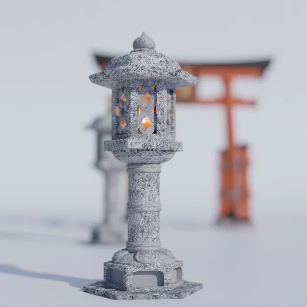 Mô hình đèn đá Nhật Bản Miniature STL - Phụ kiện tiểu cảnh đền thờ truyền thống - Image 2
