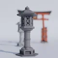 Mô hình đèn đá Nhật Bản Miniature STL - Phụ kiện tiểu cảnh đền thờ truyền thống - Thumbnail 3