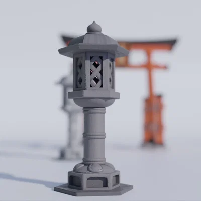 Mô hình đèn đá Nhật Bản Miniature STL - Phụ kiện tiểu cảnh đền thờ truyền thống