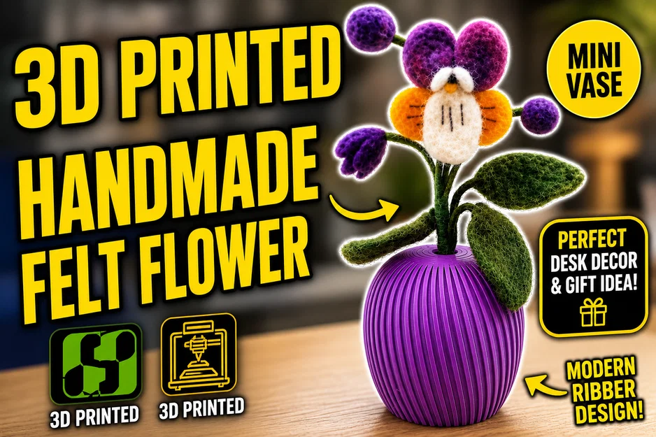 Lọ hoa mini gân sóng (Flower Stand) - Mẫu in 3D decor bàn làm việc - Image 1