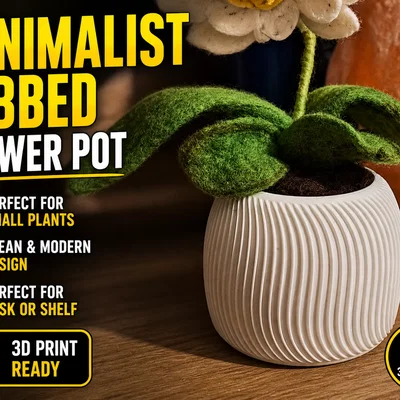 Chậu cây 3D tối giản họa tiết gân sóng hiện đại (Flower Pot 2)