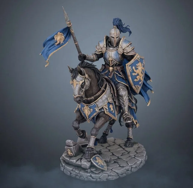 Bloodbound Realms – Human – Lionheart Cavalier (Kỵ sĩ trên ngựa chiến 3D Printable STL) - Image 1