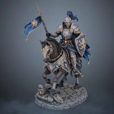 Bloodbound Realms – Human – Lionheart Cavalier (Kỵ sĩ trên ngựa chiến 3D Printable STL)