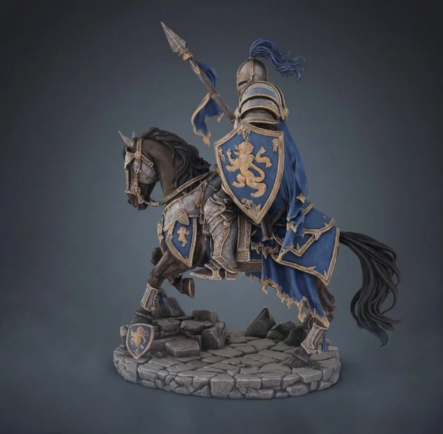 Bloodbound Realms – Human – Lionheart Cavalier (Kỵ sĩ trên ngựa chiến 3D Printable STL) - Image 2