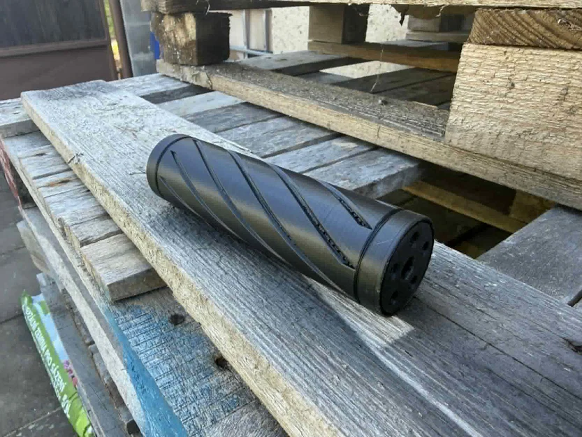 Bộ giảm thanh Airsoft 150mm thiết kế xoắn ốc, ren M14x1 - Image 5