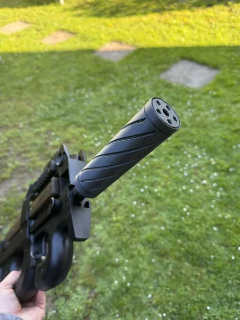 Bộ giảm thanh Airsoft 150mm thiết kế xoắn ốc, ren M14x1 - Image 6