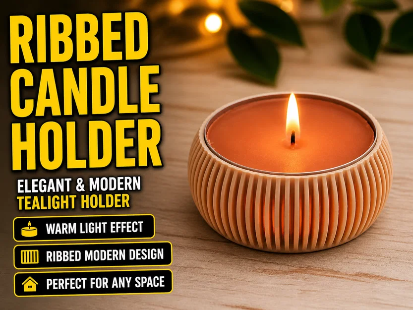 Đế nến tealight gân sọc (Ribbed Tealight Holder) - Image 1
