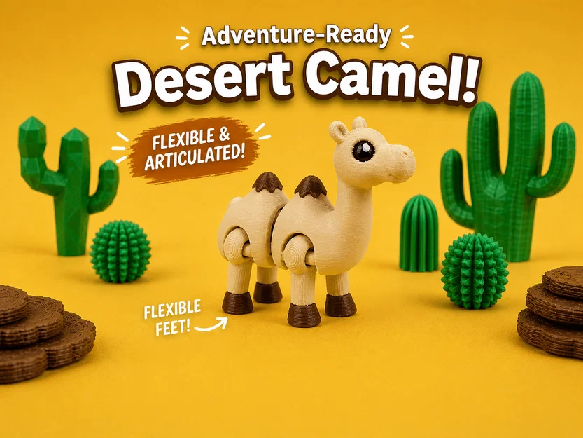 Flexi Camel - Mô hình lạc đà khớp nối sa mạc | Print-in-Place | No Supports - Image 1