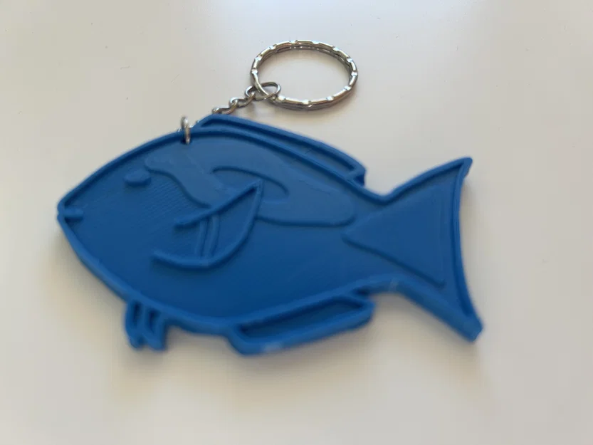 Móc Khóa Cá Blue Tang Tối Giản (Cảm Hứng Dory) – Phong Cách Vẽ Tay - Image 3