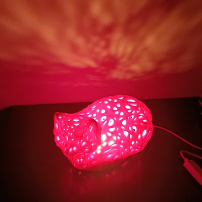 Đèn ngủ hình mèo họa tiết Voronoi - File 3D in ấn nghệ thuật