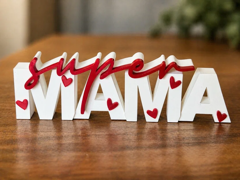 Bảng chữ Super Mama | Decor Ngày của Mẹ | Quà in 3D | Để bàn - Image 1