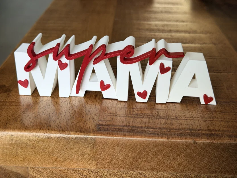 Bảng chữ Super Mama | Decor Ngày của Mẹ | Quà in 3D | Để bàn - Image 2