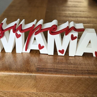 Bảng chữ Super Mama | Decor Ngày của Mẹ | Quà in 3D | Để bàn