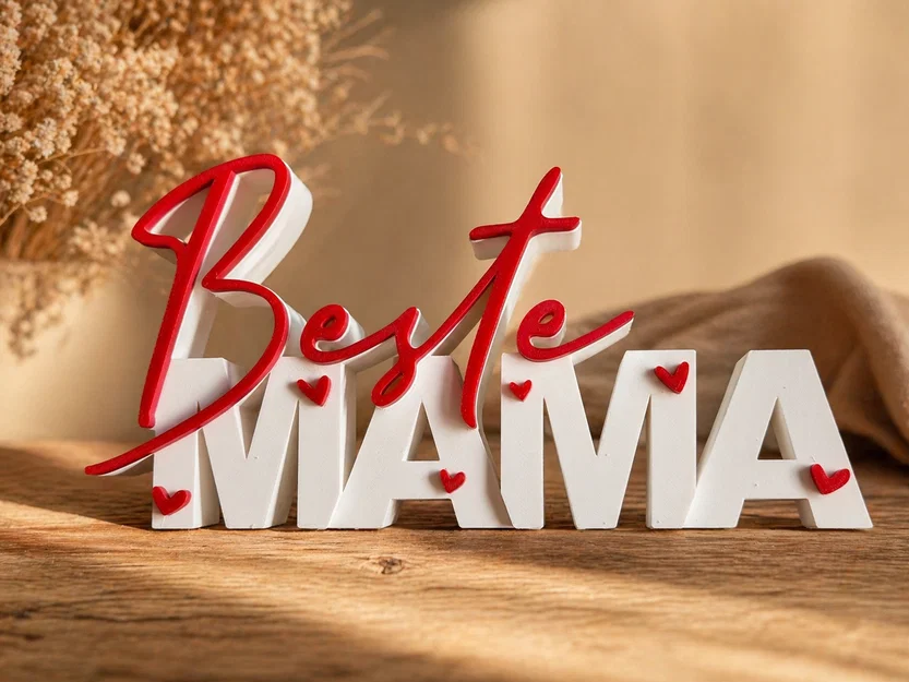 Bảng chữ Beste Mama | Quà Ngày của Mẹ | Decor in 3D đa màu để bàn - Image 1
