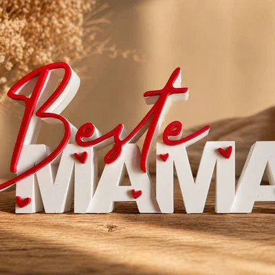 Bảng chữ Beste Mama | Quà Ngày của Mẹ | Decor in 3D đa màu để bàn