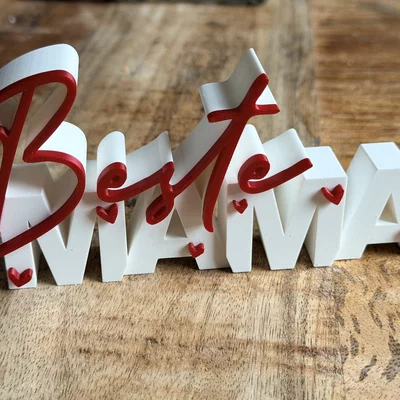 Bảng chữ Beste Mama | Quà Ngày của Mẹ | Decor in 3D đa màu để bàn