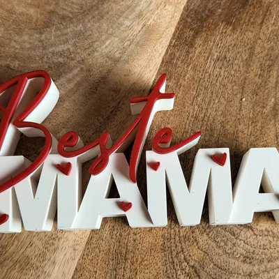 Bảng chữ Beste Mama | Quà Ngày của Mẹ | Decor in 3D đa màu để bàn