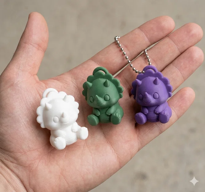 Móc khóa Triceratops Dễ Thương – Mẫu Dino Mini - Image 1