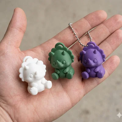 Móc khóa Triceratops Dễ Thương – Mẫu Dino Mini