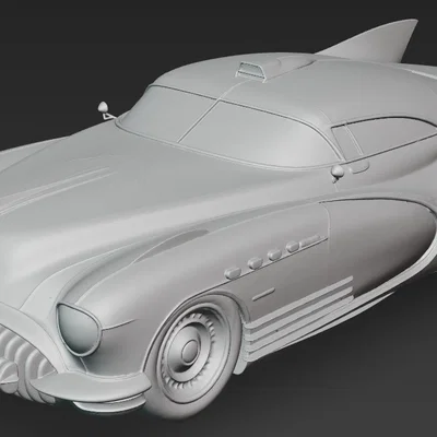 Mô hình 3D xe Old Batmobile 1 phong cách cổ điển