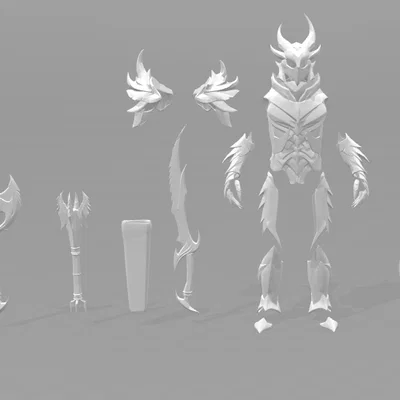Mô hình Daedric Skyrim: Bộ giáp (Armour Suit) & Vũ khí