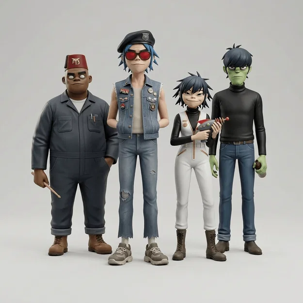 Mô hình 3D bộ tứ Gorillaz - The Gang 1998 (In 3D cực chất) - Image 1