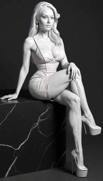 Mô hình cô gái tóc dài ngồi thư giãn (Sitting Lady) in 3D đẹp - Image 2