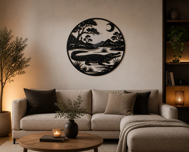 Tranh Treo Tường 2D Phong Cảnh Cá Sấu (STL) - Image 1