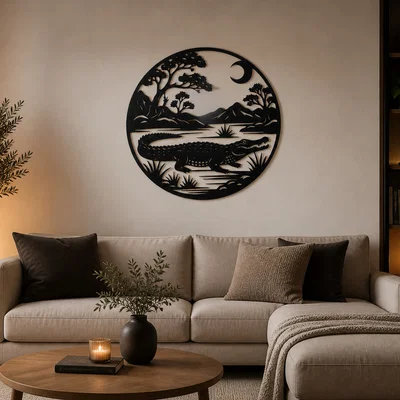Tranh Treo Tường 2D Phong Cảnh Cá Sấu (STL)