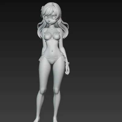 Mô hình nhân vật nữ anime bikini dễ thương để in 3D